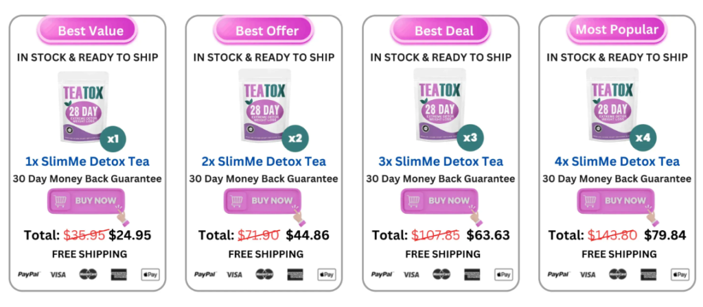 SlimMe Detox Tea Pricing and Packages
